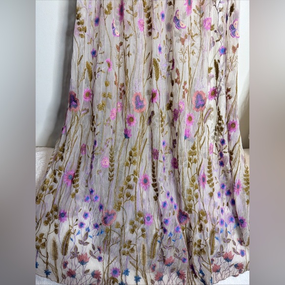 Free People Daphne Embroidered Slip Pretty Colorful Mesh Maxi Dress - Picture 6 of 8